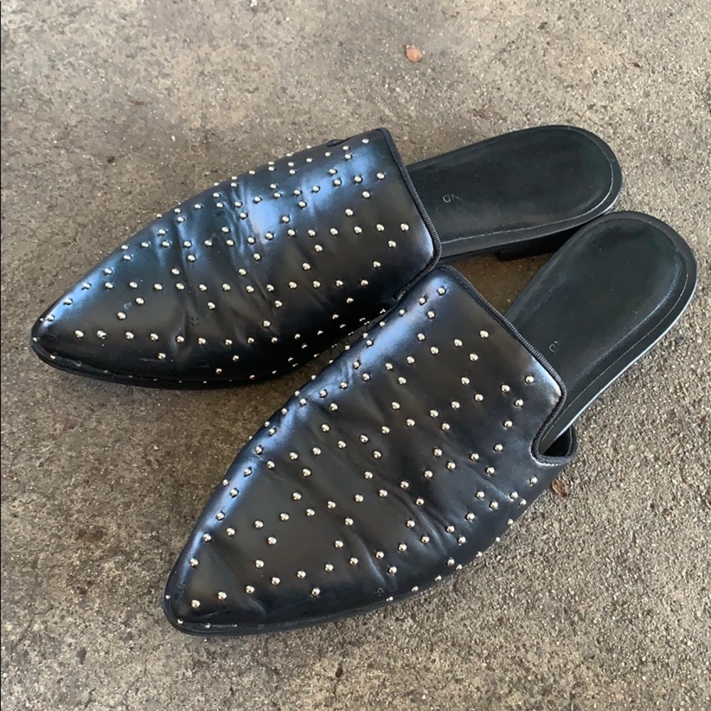 Black stud mules
